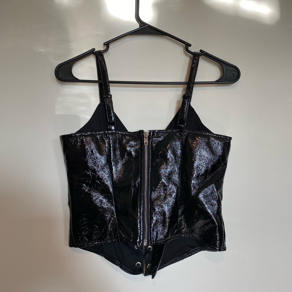 Faux Leather LaceUp Top - Picture 2 of 2
